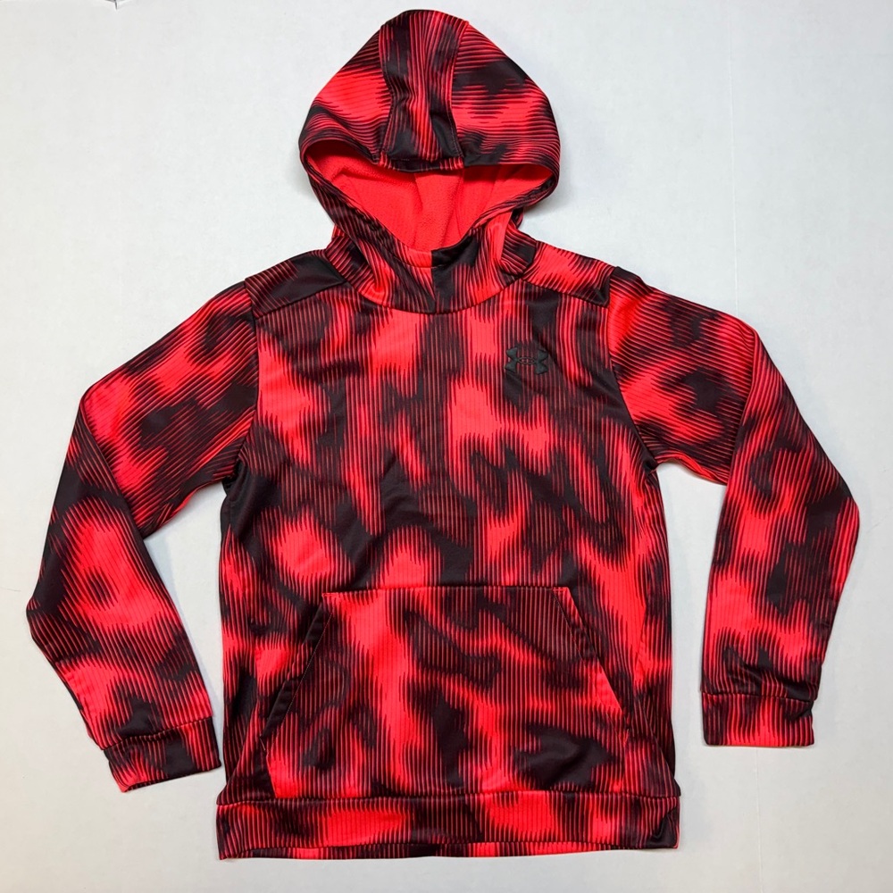 Under Armour Boys Youth Large Red Black Graphic Camo Fleece Hoodie